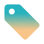 Price tag icon with a hole, featuring a blue to beige gradient.