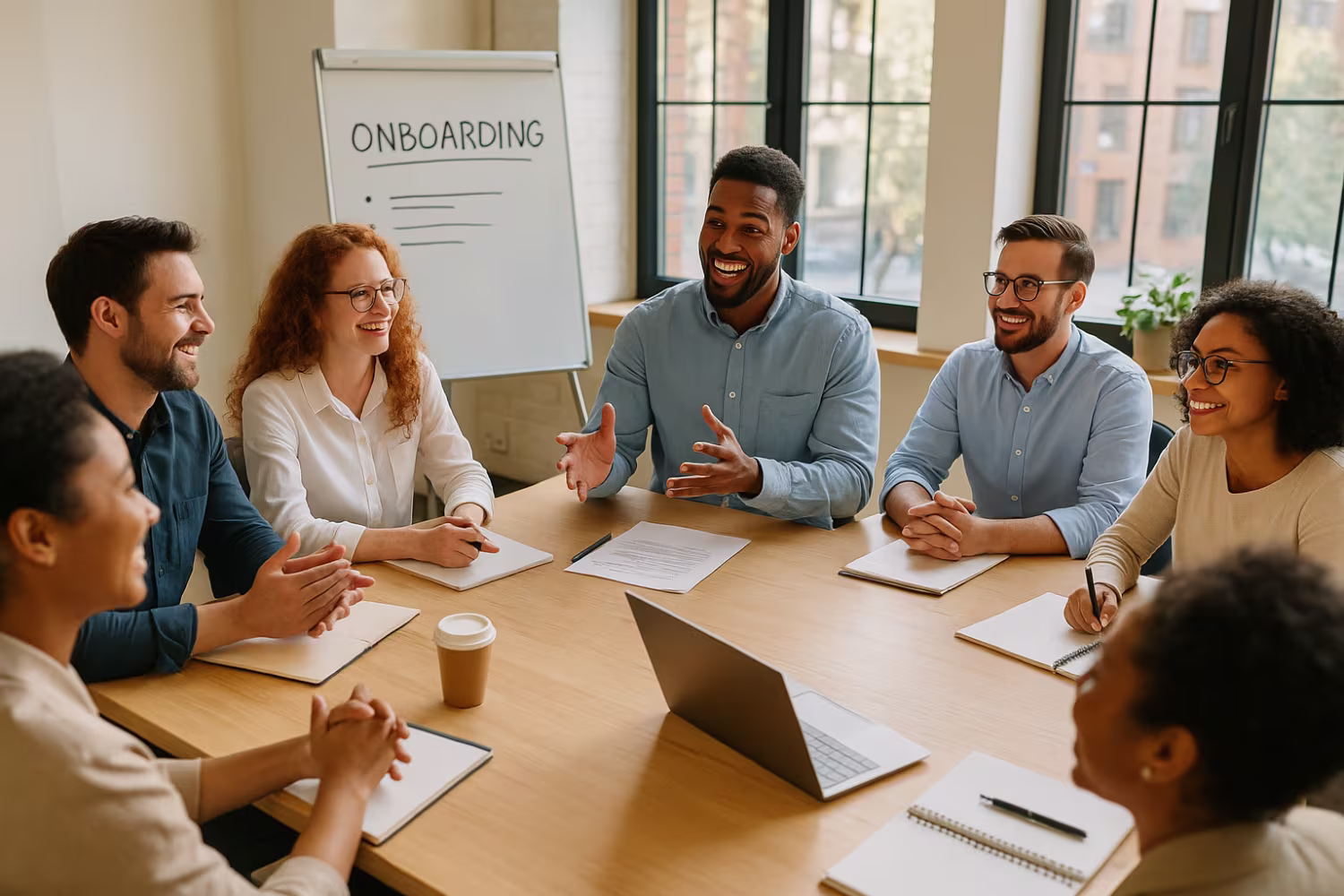 Diverse employees during new hire onboarding