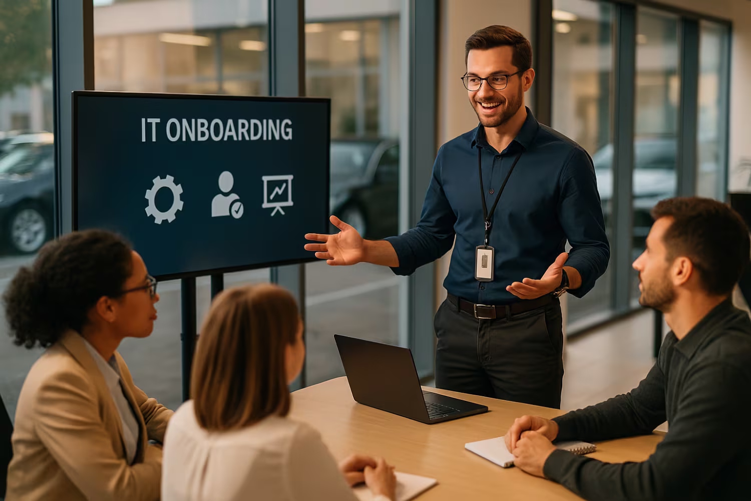 IT professional conducting dynamic new hire onboarding