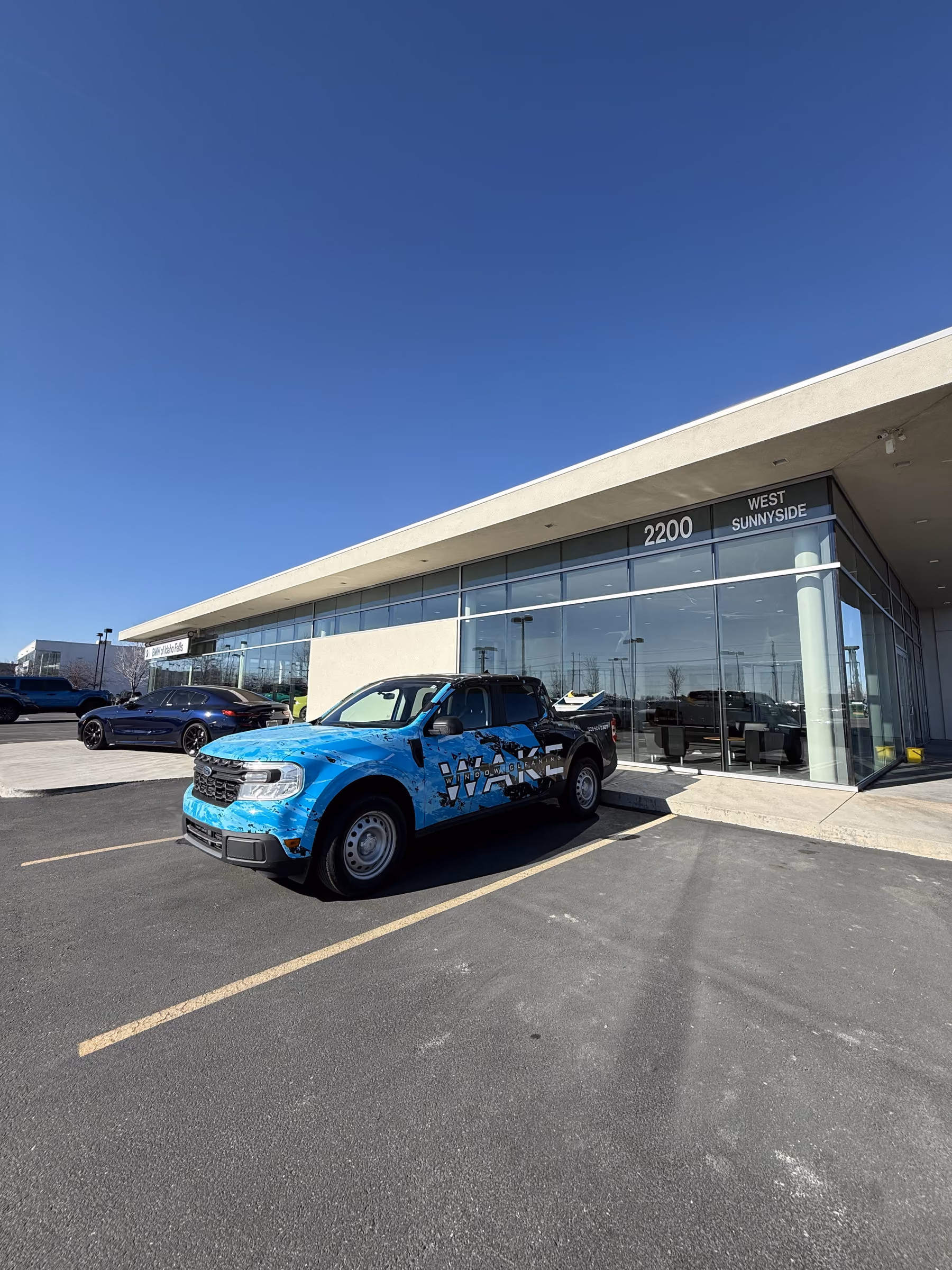 Wake Window Cleaning truck on a job in Idaho Falls, Bonneville County