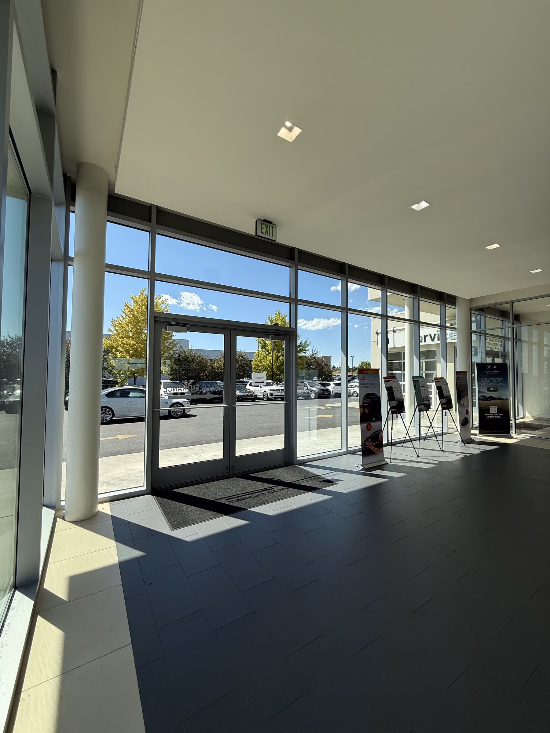 Commercial showroom glass cleaned by Wake Window Cleaning