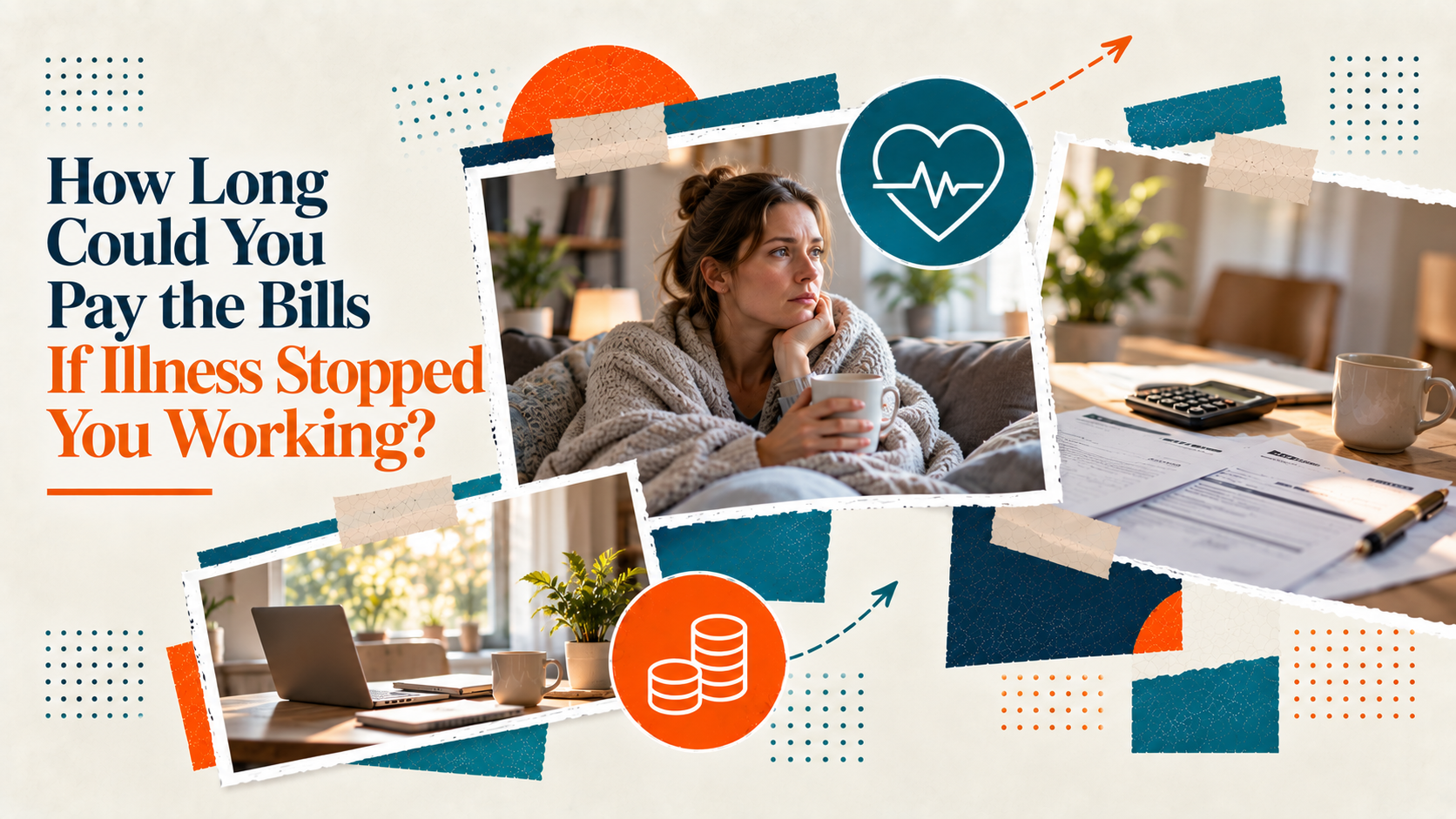 Image shows woman sat on couch for the article how long could you pay the bills if illness stopped you working