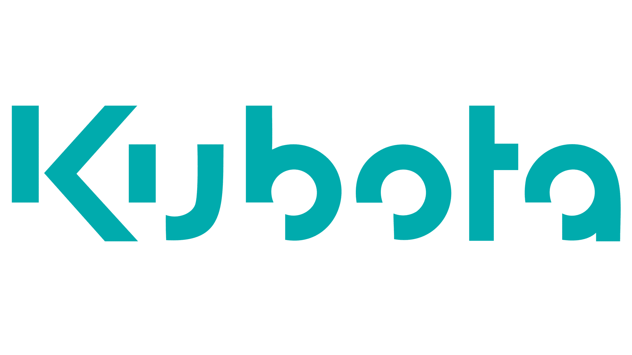 Kubota company logo in turquoise with stylized letter K and rounded letters.