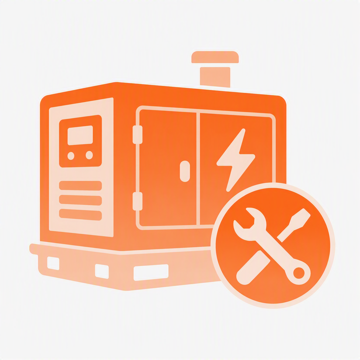 Orange gear icon with wrench symbol inside representing tools and settings.