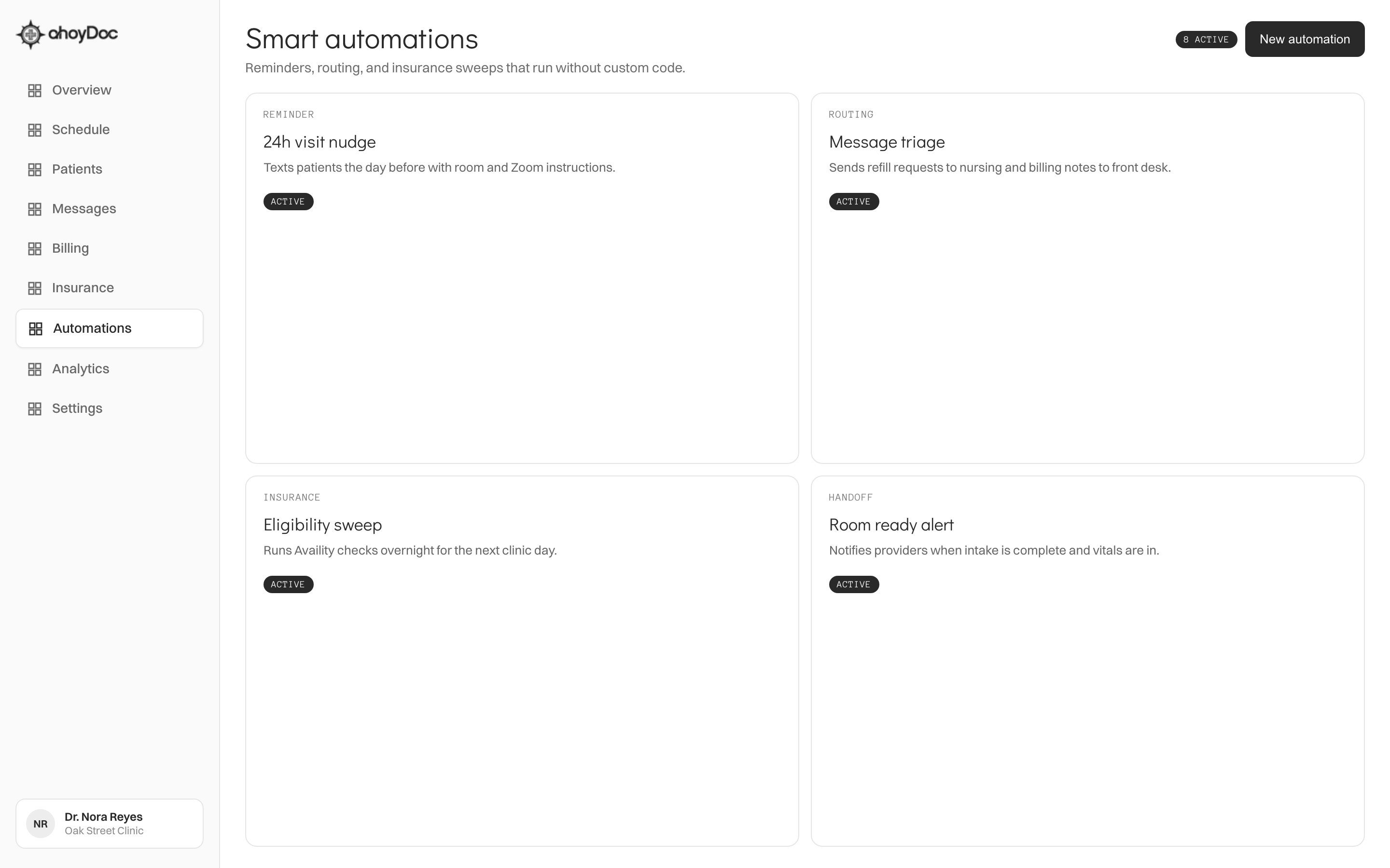 ahoyDoc smart automations for reminders and routing