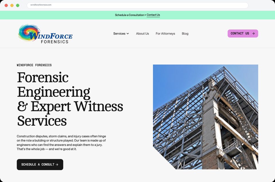 WindForce Forensics website homepage