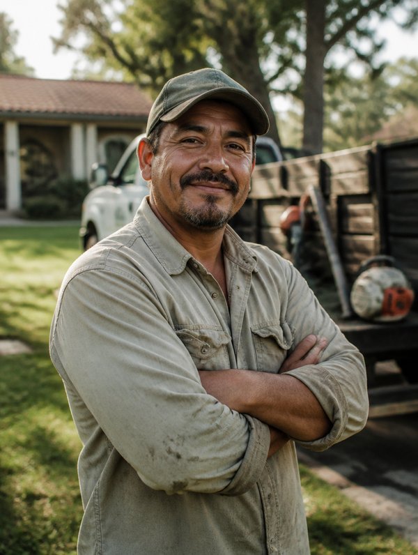 Landscaper in front of his truck