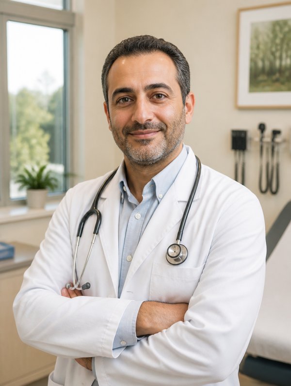 Physician in an exam room