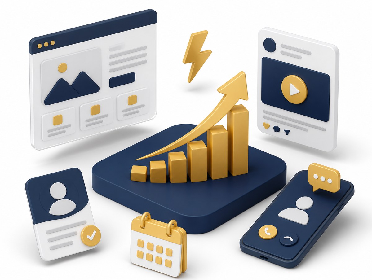 Growth across every channel: website, ads, LinkedIn profile, and phone calls