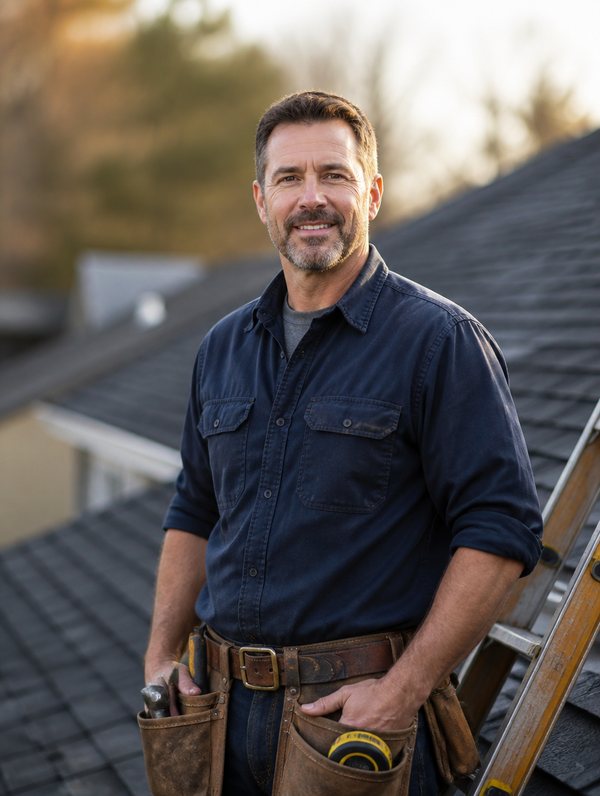Roofing contractor on a residential roof