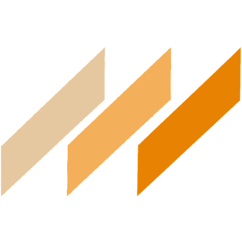 Drei parallele, schräg nach oben rechts verlaufende Balken in abgestuften Orangetönen.