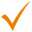 Orange Häkchen-Symbol auf weißem Hintergrund.