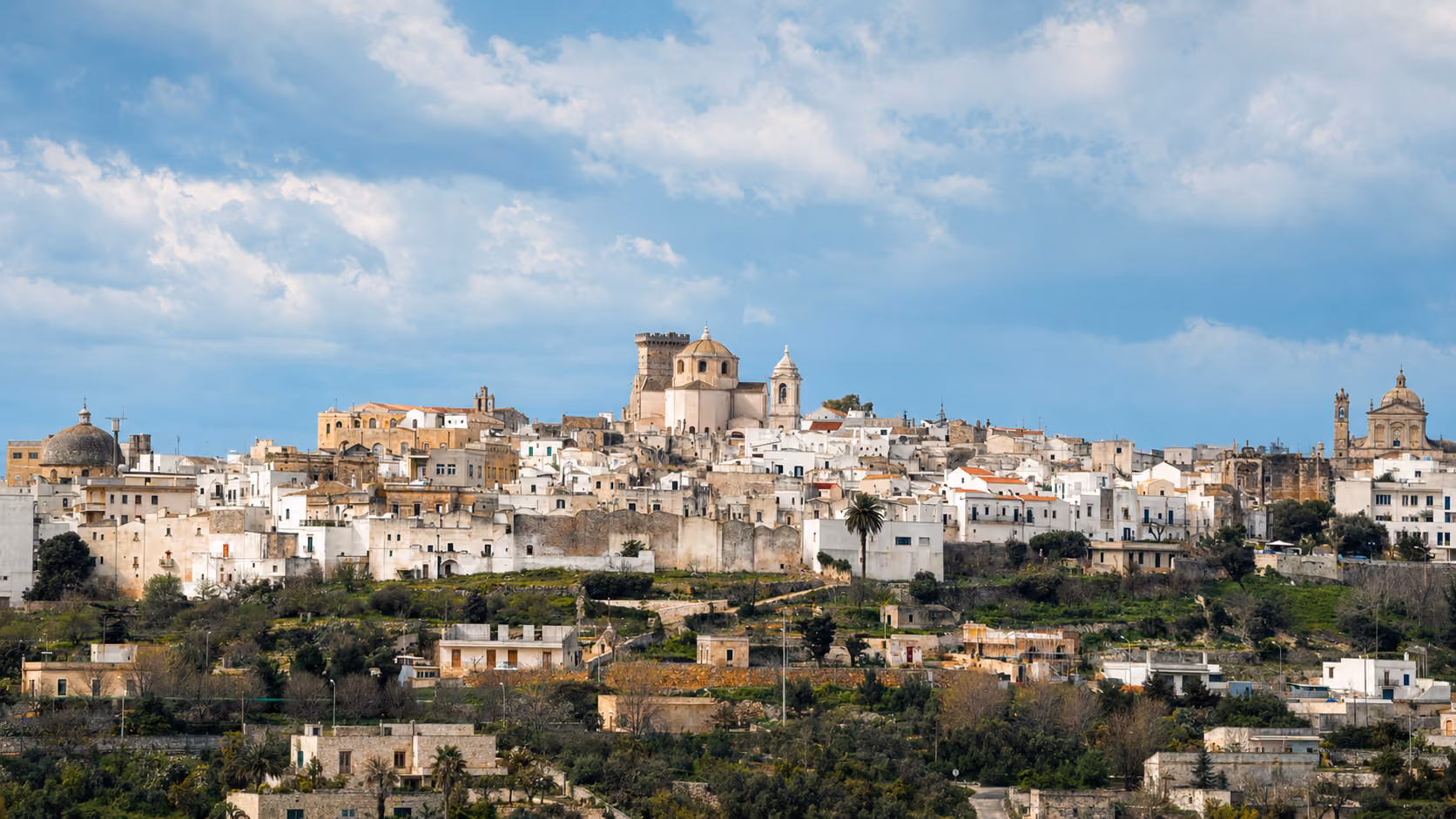 Panoramic view of the historic centre of Ceglie Messapica in Puglia
