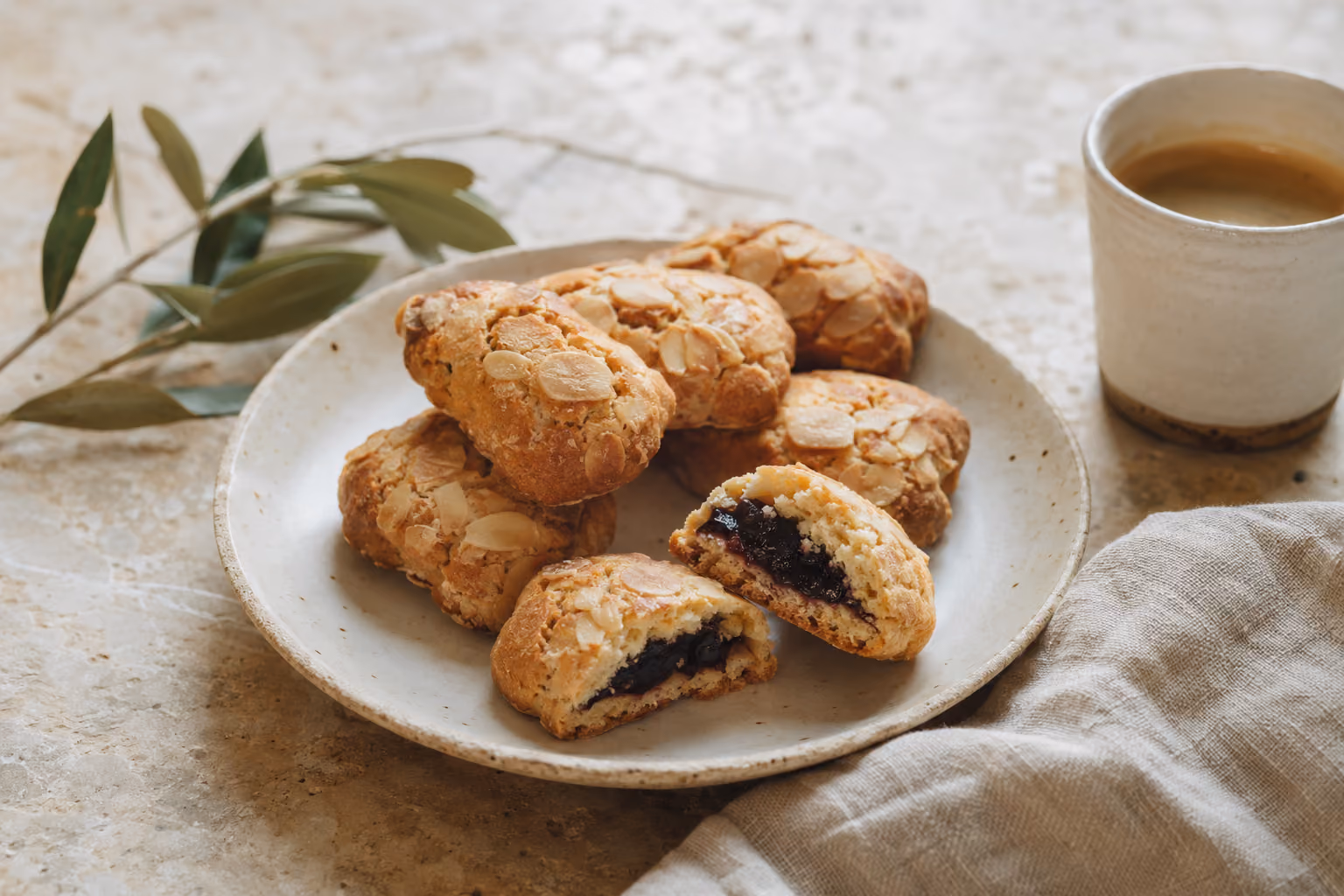 Traditional biscotti cegliesi served with espresso in Puglia