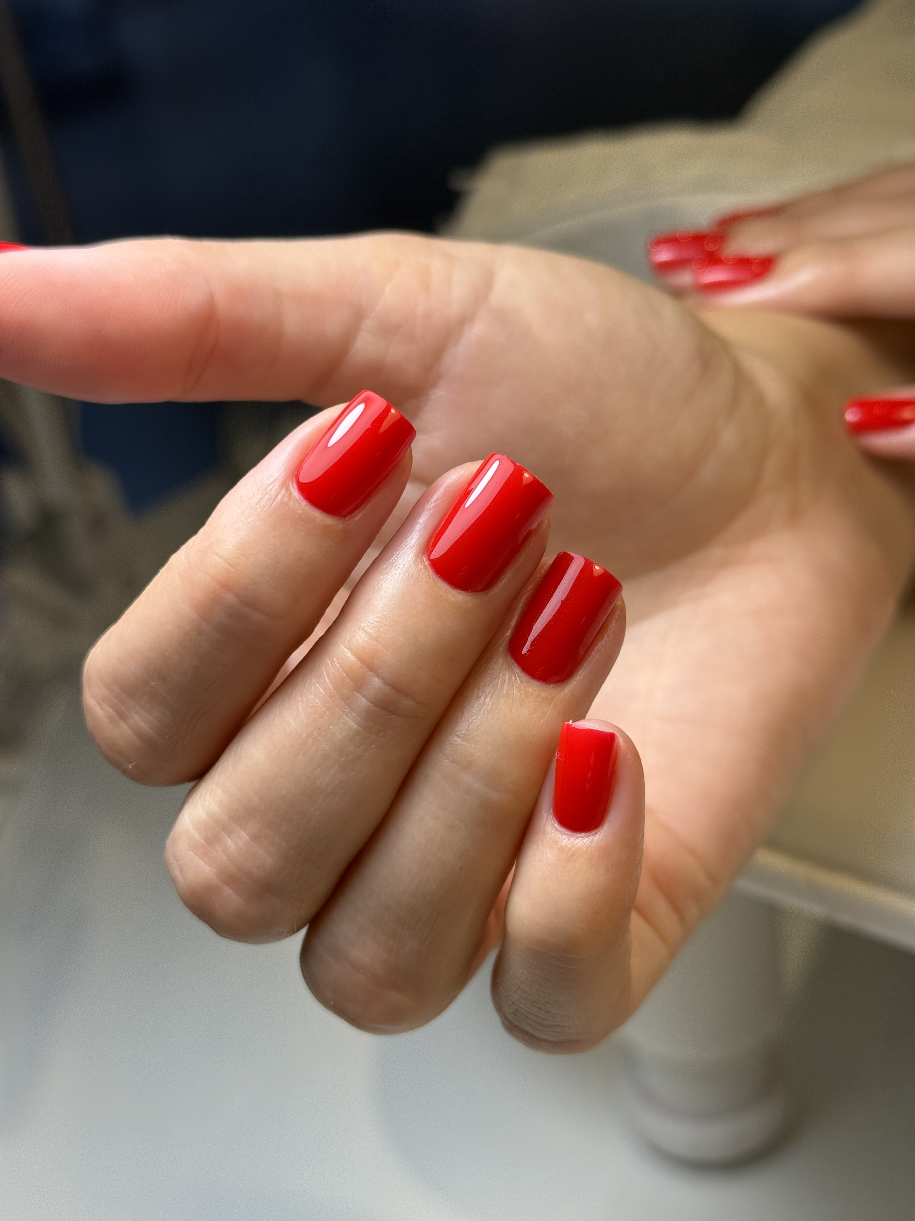 Manicure with French finish, close-up