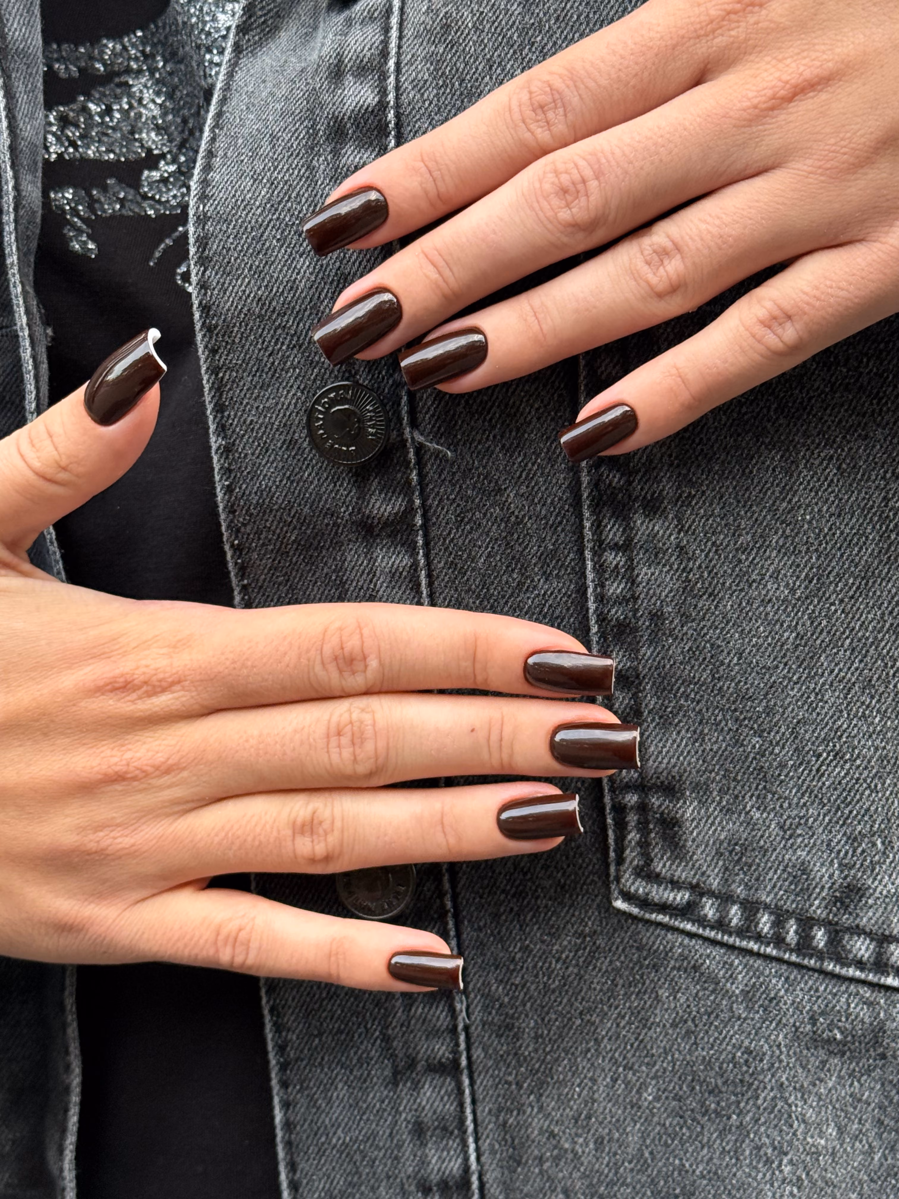 Close-up of nails with French tips