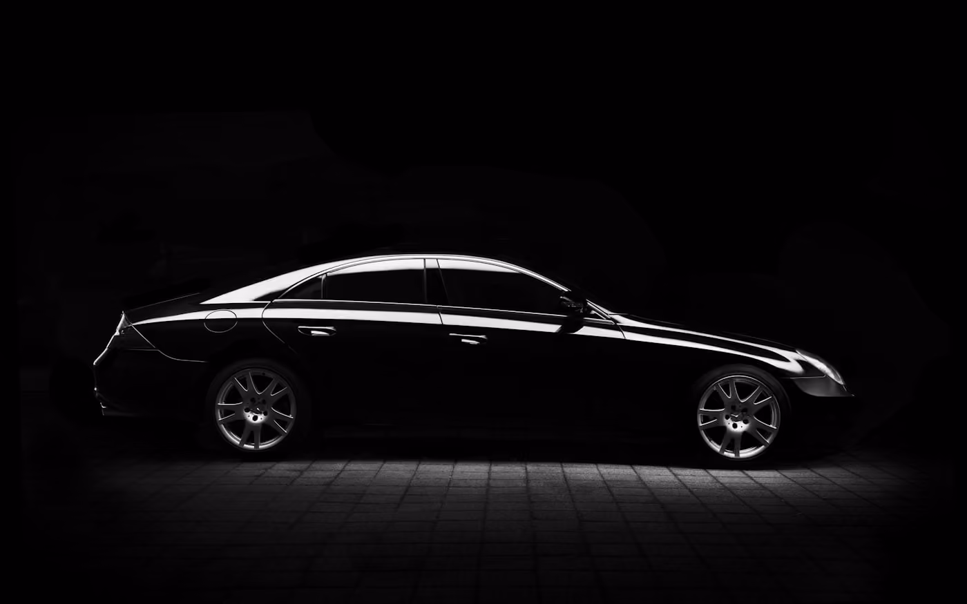 Freshly detailed black luxury sedan