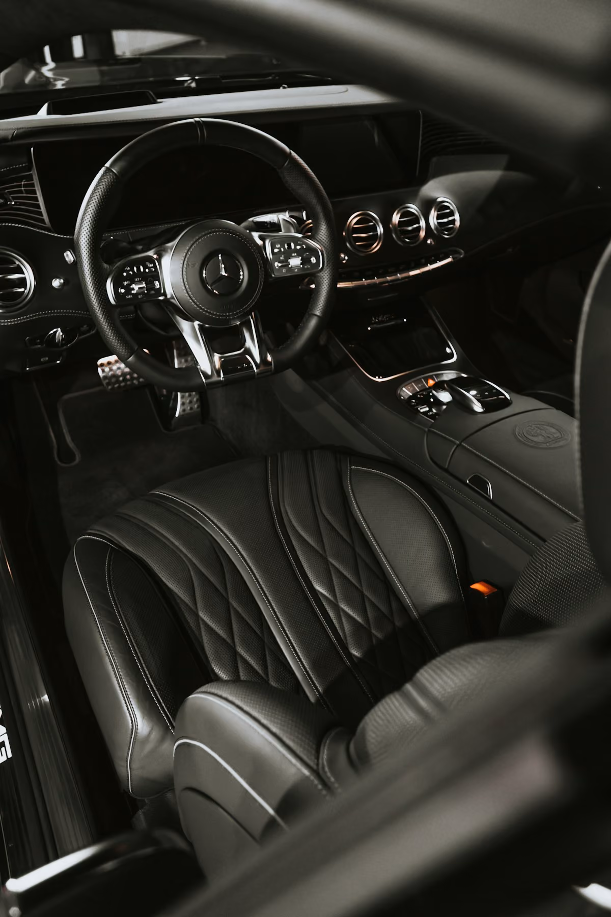 Clean conditioned car interior with detailed seats and dashboard