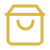 Icon of a shopping bag outlined in gold with a handle on top.