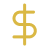 Gold dollar sign symbol on a white background.