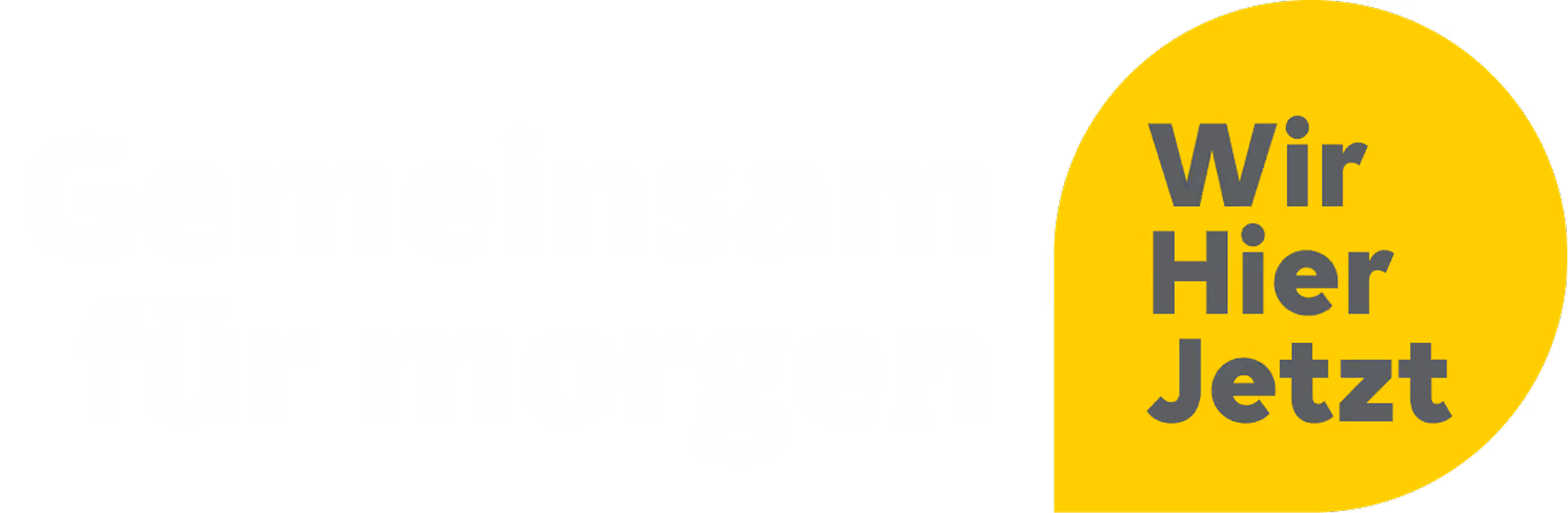 Logo von Wir-hier-jetzt mit dem Schriftzug "Gemeinsam für morgen"