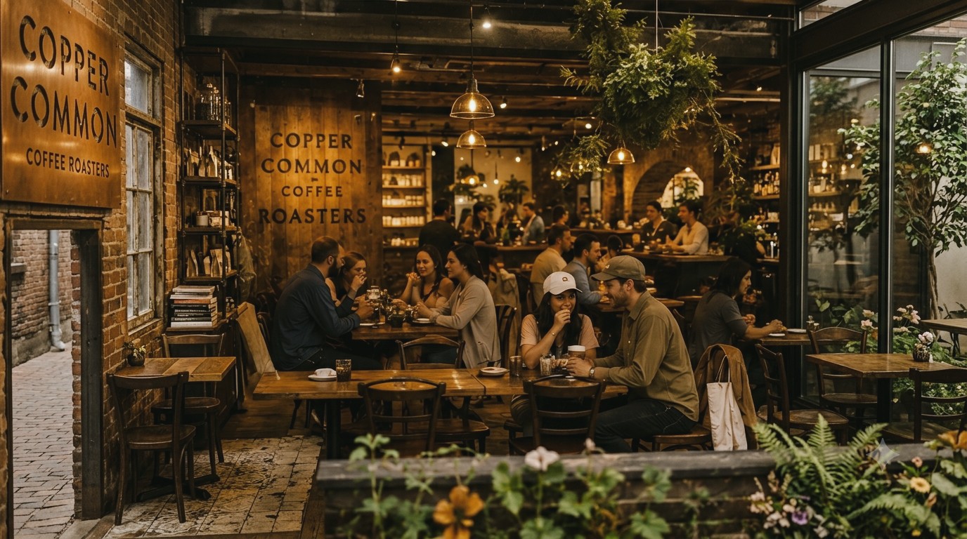 People at cafe stock image