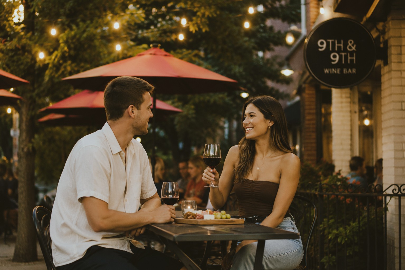 People at cafe stock image