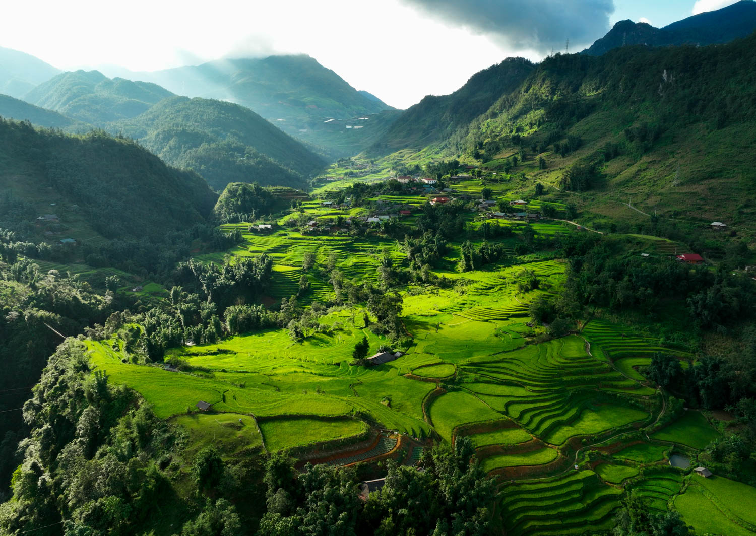 Northern Vietnam group travel rice fields mountain trip