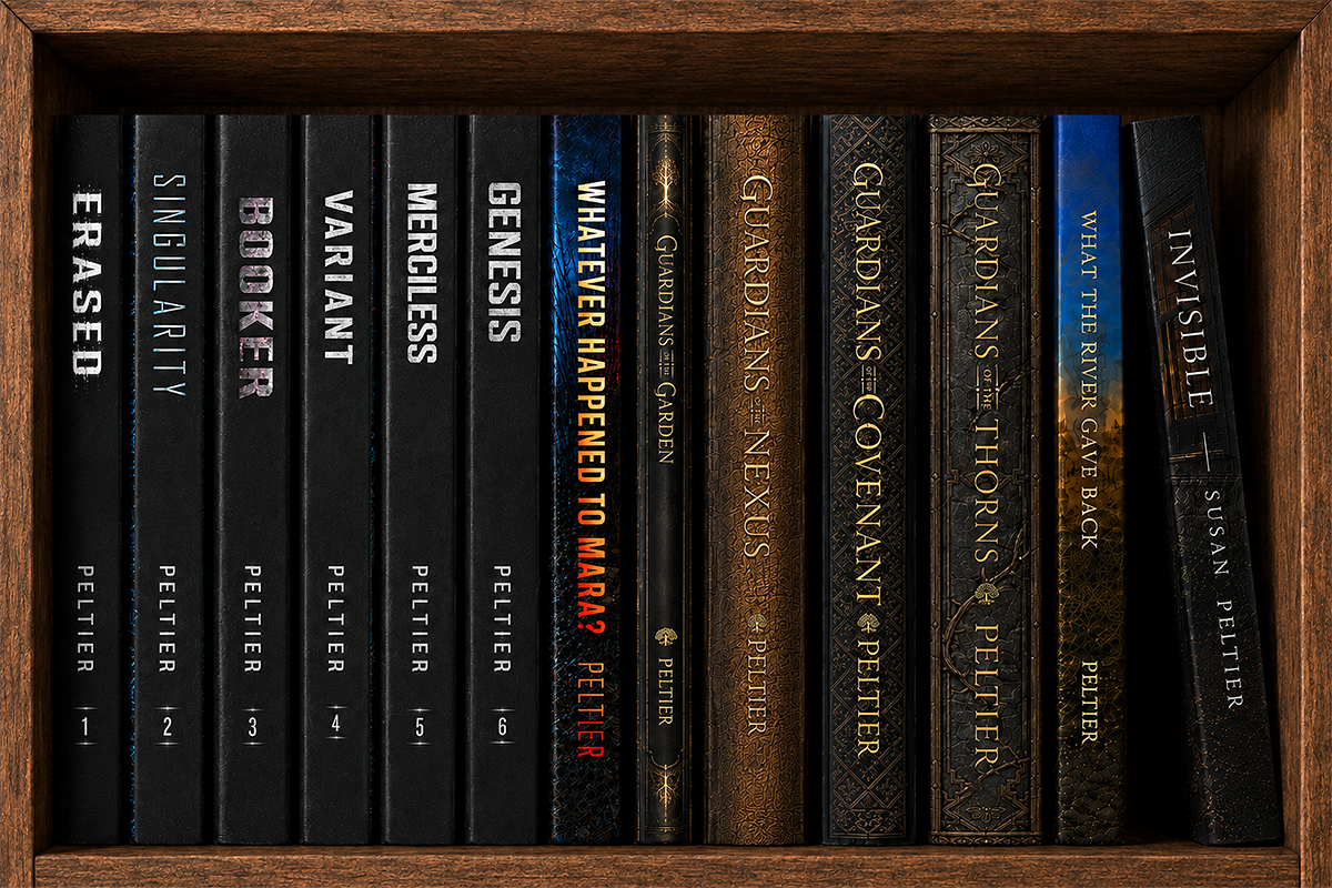 image of a bookshelf with finance books