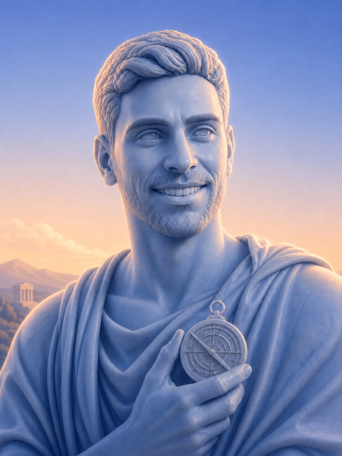 Diego Silveira, marble portrait with compass, from the Cysure illustrated series