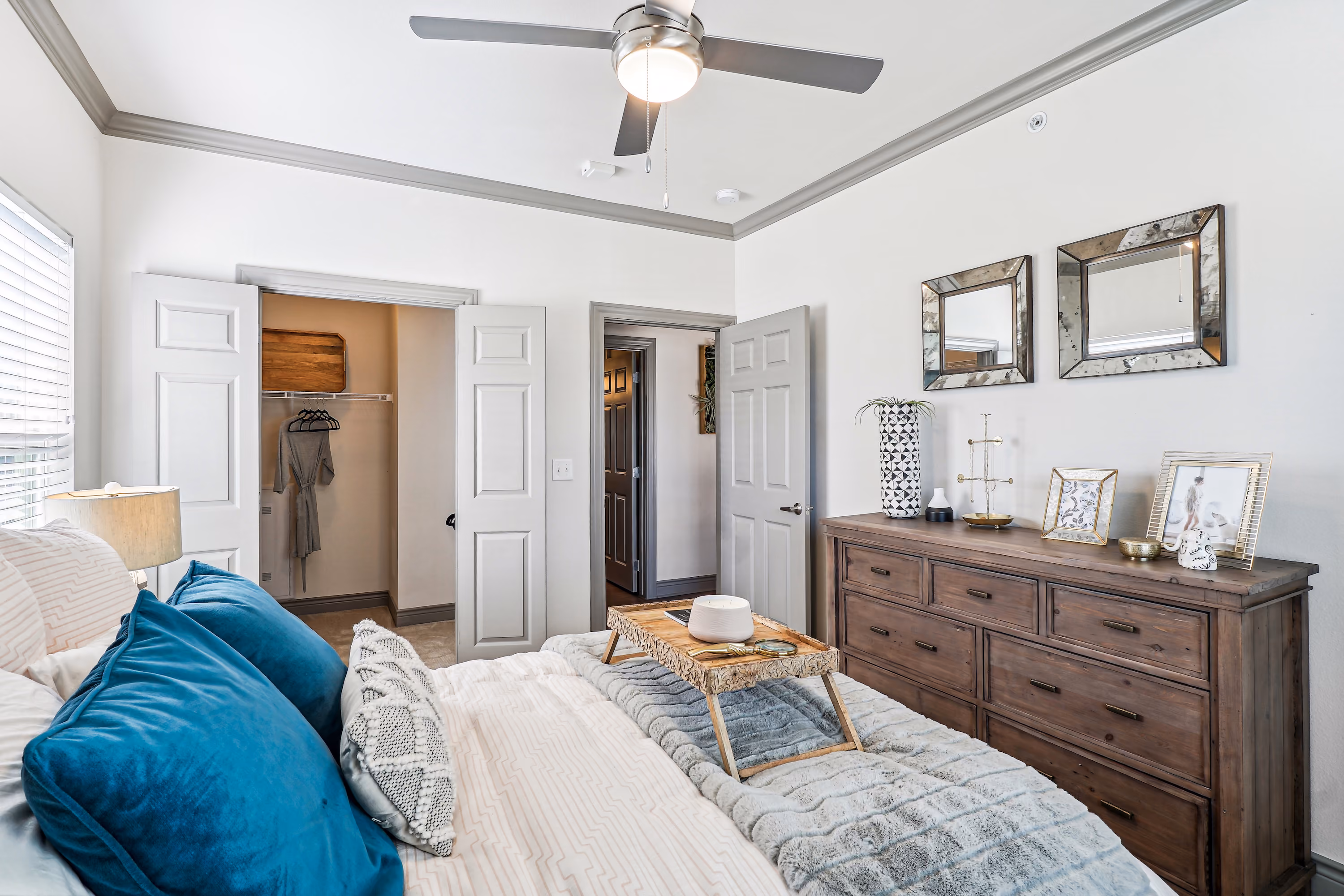bedroom and closet