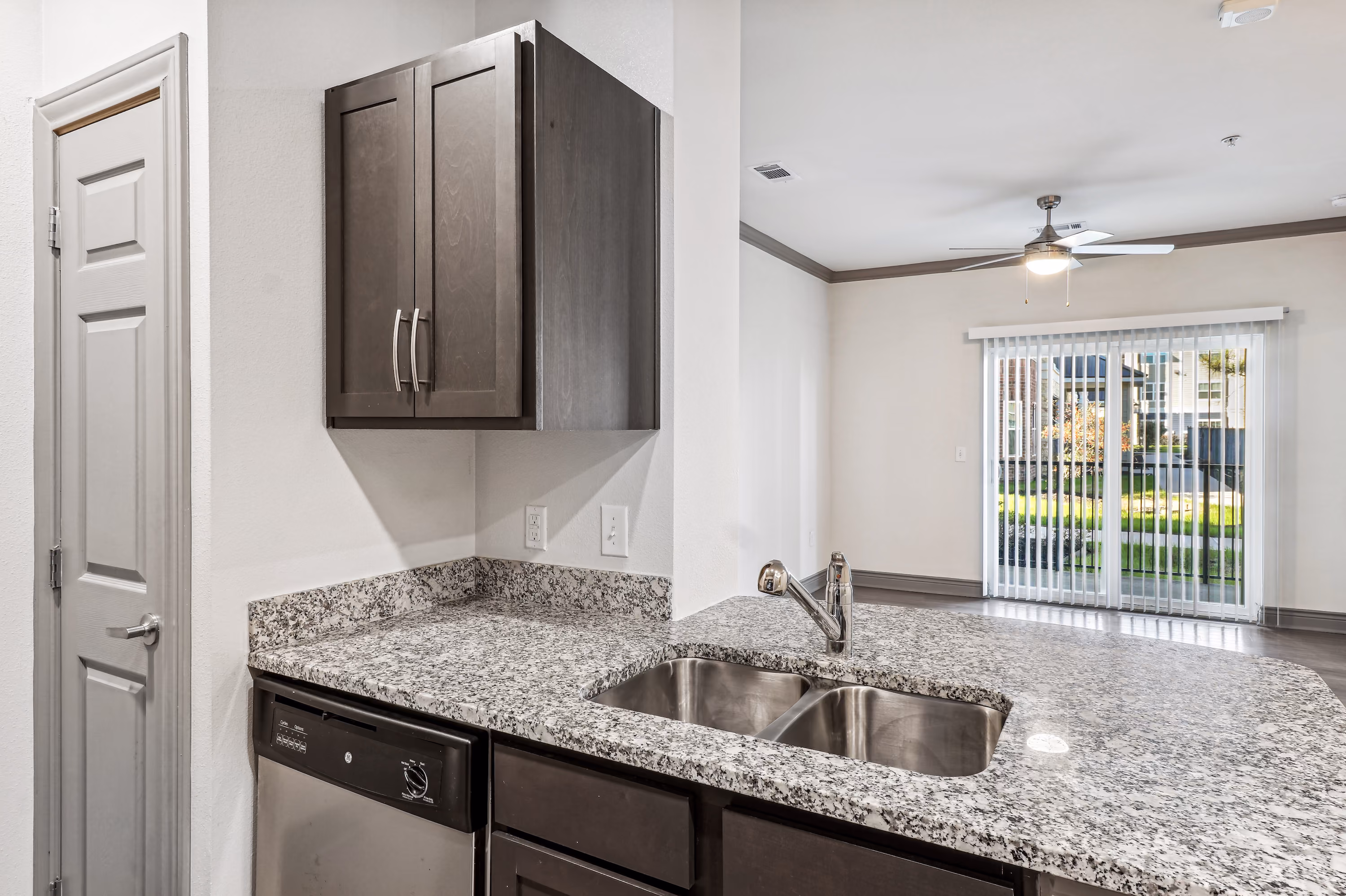 kitchen with dining room and patio