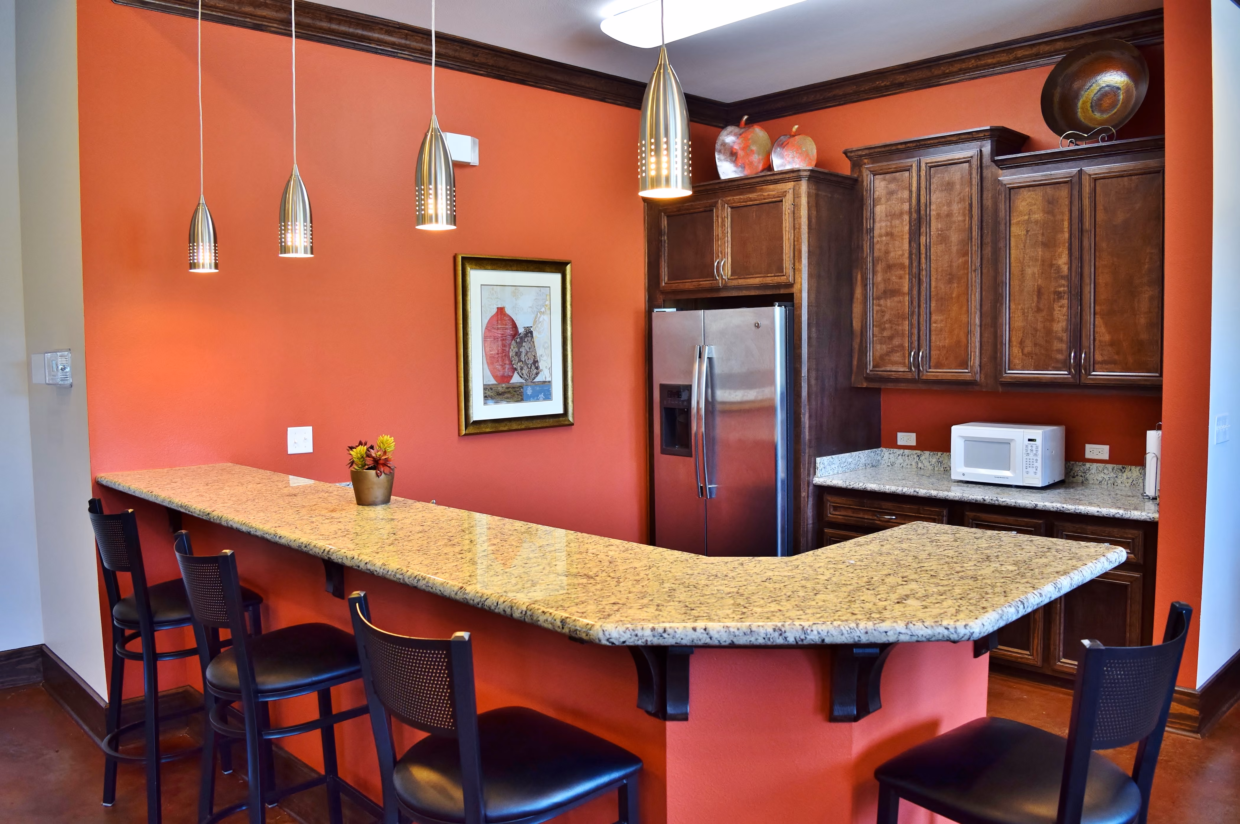 community kitchen and bar seating