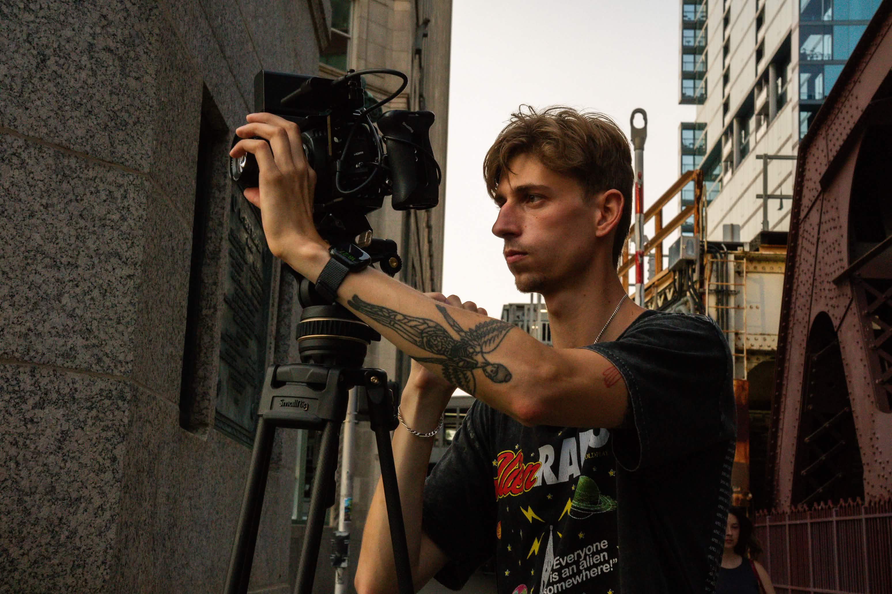 Mitchell Mueller filming in Chicago