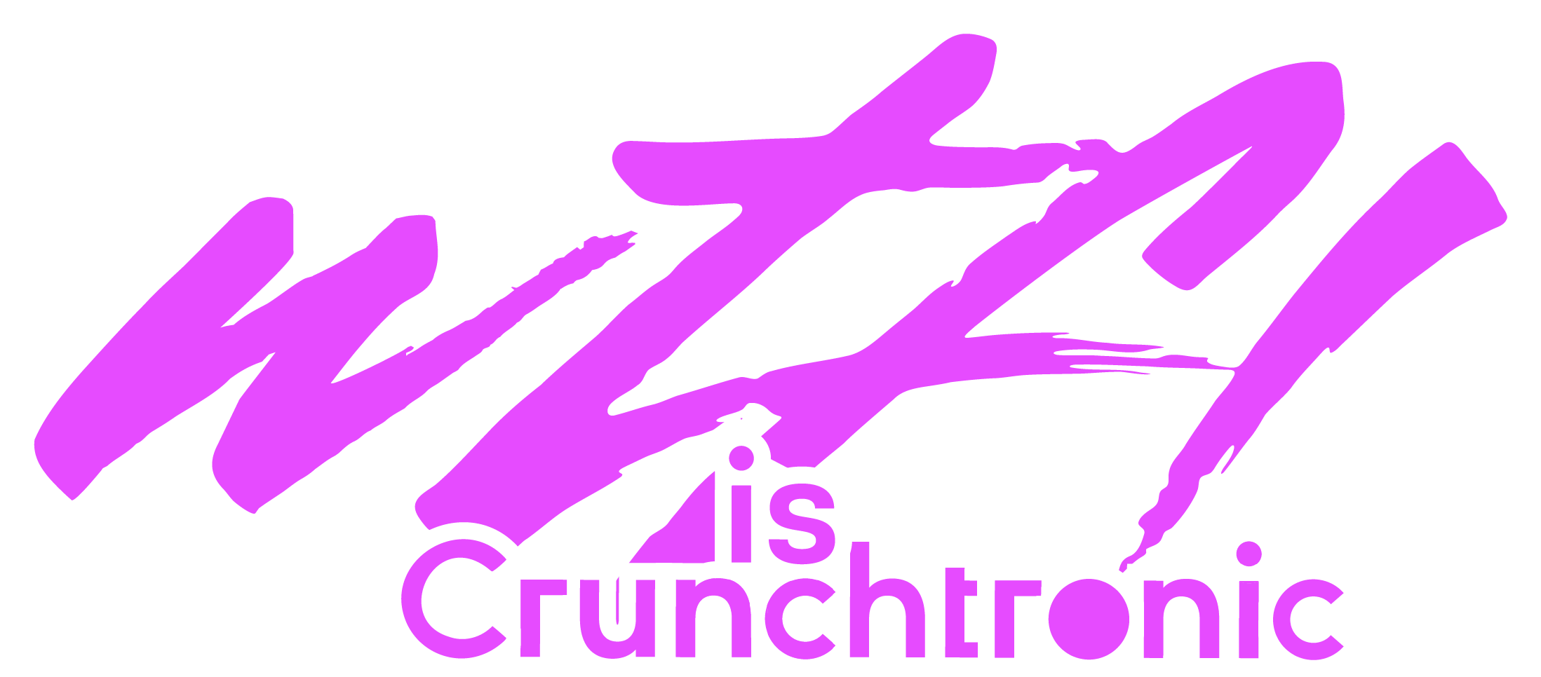 Stylized text design reading 'WTF is Crunchtroinic' with 'WTF' in a bold, handwritten pink script above 'is Crunchtroinic' in black block letters.