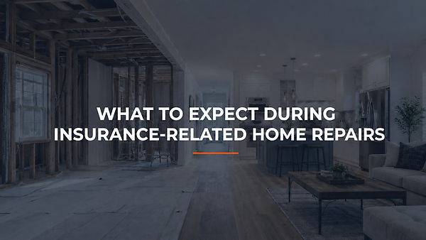 Split-view home interior showing insurance-related reconstruction in progress and the completed remodeled space.