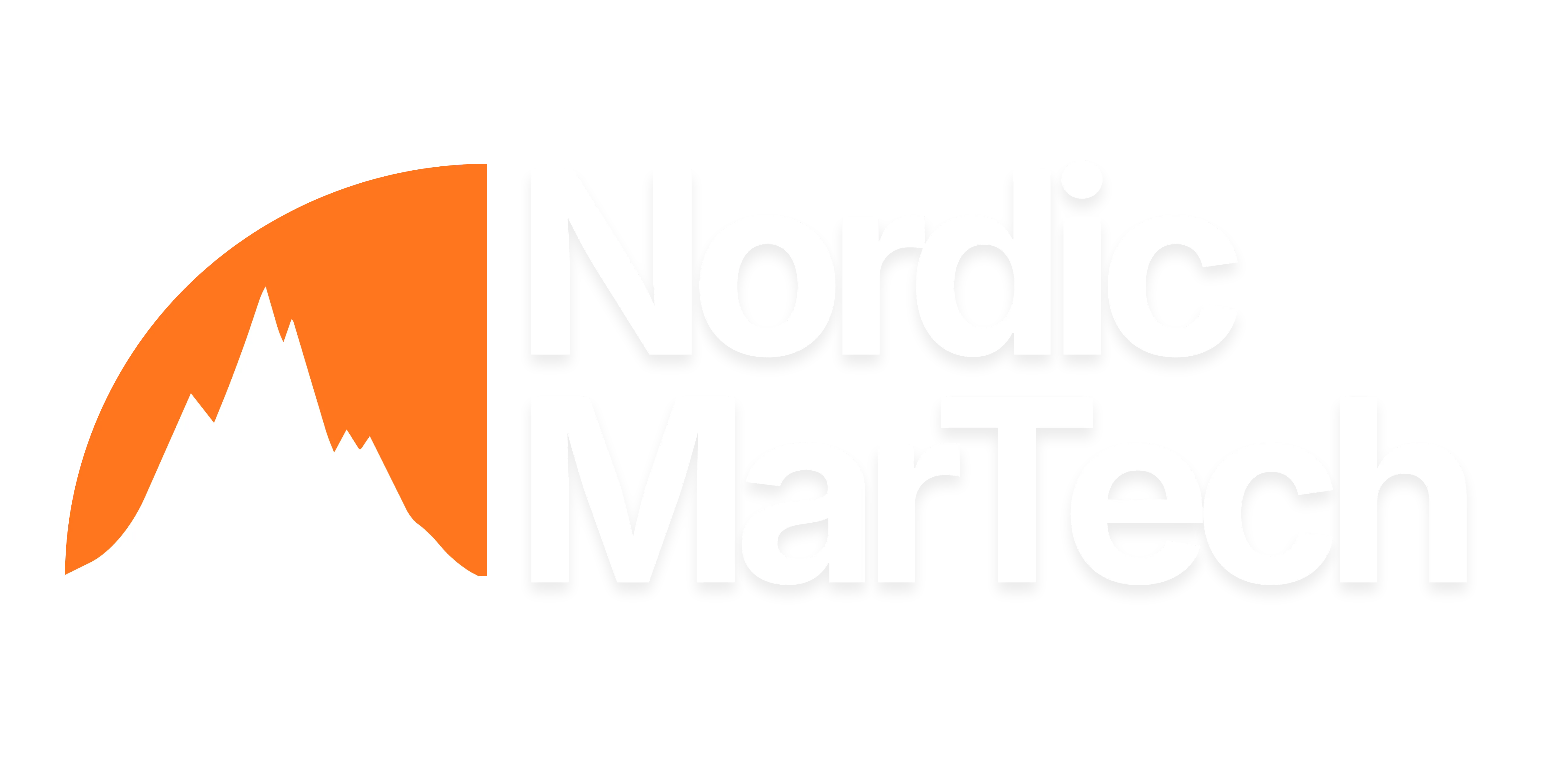 Nordic MarTech logo, white text for dark backgrounds