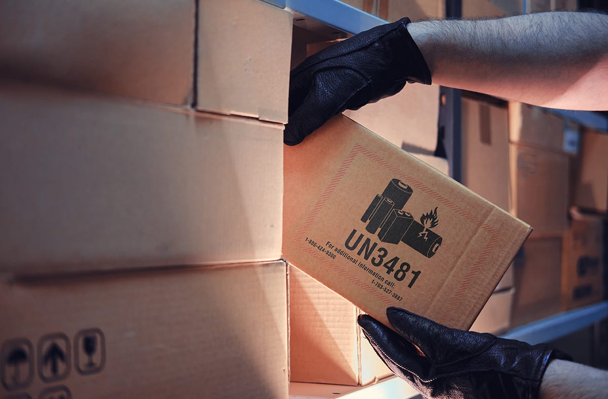 dangerous goods symbol attached to a package