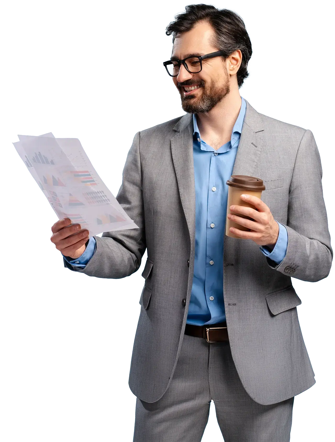 Business owner examining financial documents with coffee, representing business loan solutions in Christchurch