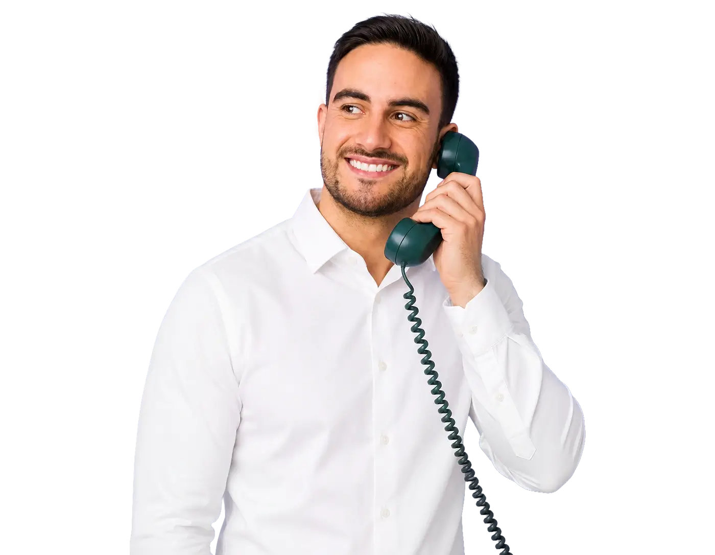 Smiling financial adviser on a phone call discussing mortgage or business loans advice with client in Canterbury