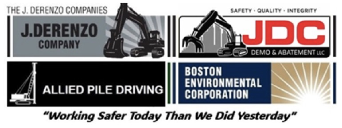 Logos of four J. Derenzo Companies: J.Derenzo, JDC Demo, Allied Pile Driving, Boston Environmental Corp.