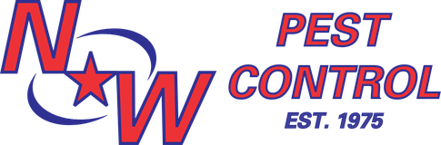 NW Pest Control logo with red letters NW and a star, EST. 1975 text in blue and red.