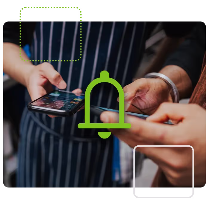 Two chefs using Safe Food Pro on mobiles