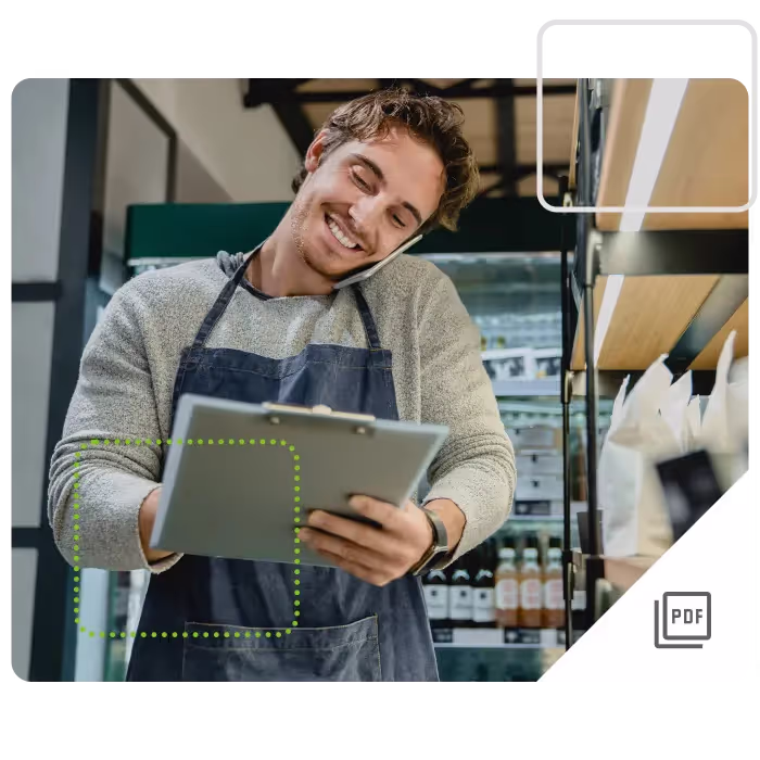 Auditor/ Verifier with clipboard making notes
