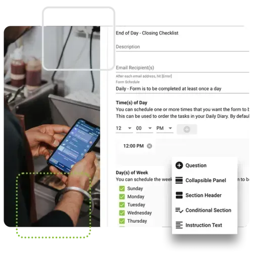 Safe Food Pro app being used in commercial kitchen