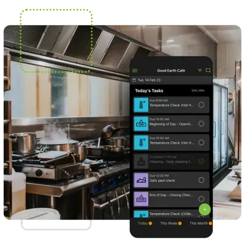 Safe Food Pro mobile app and commercial kitchen