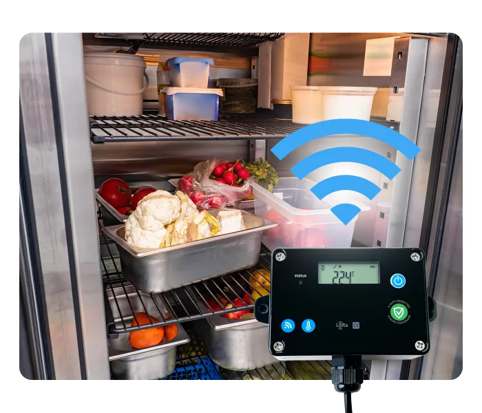 Safe Food Pro wireless temperature monitor in a fridge