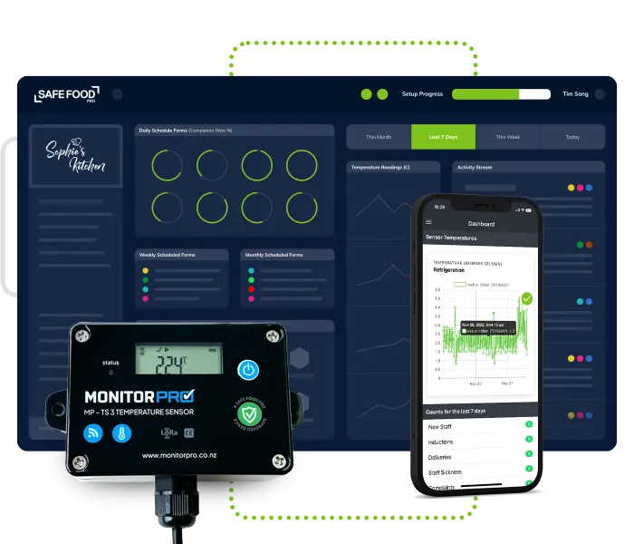 Safe Food Pro desktop, mobile and sensor all woking together