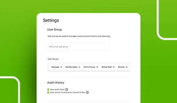 New settings page