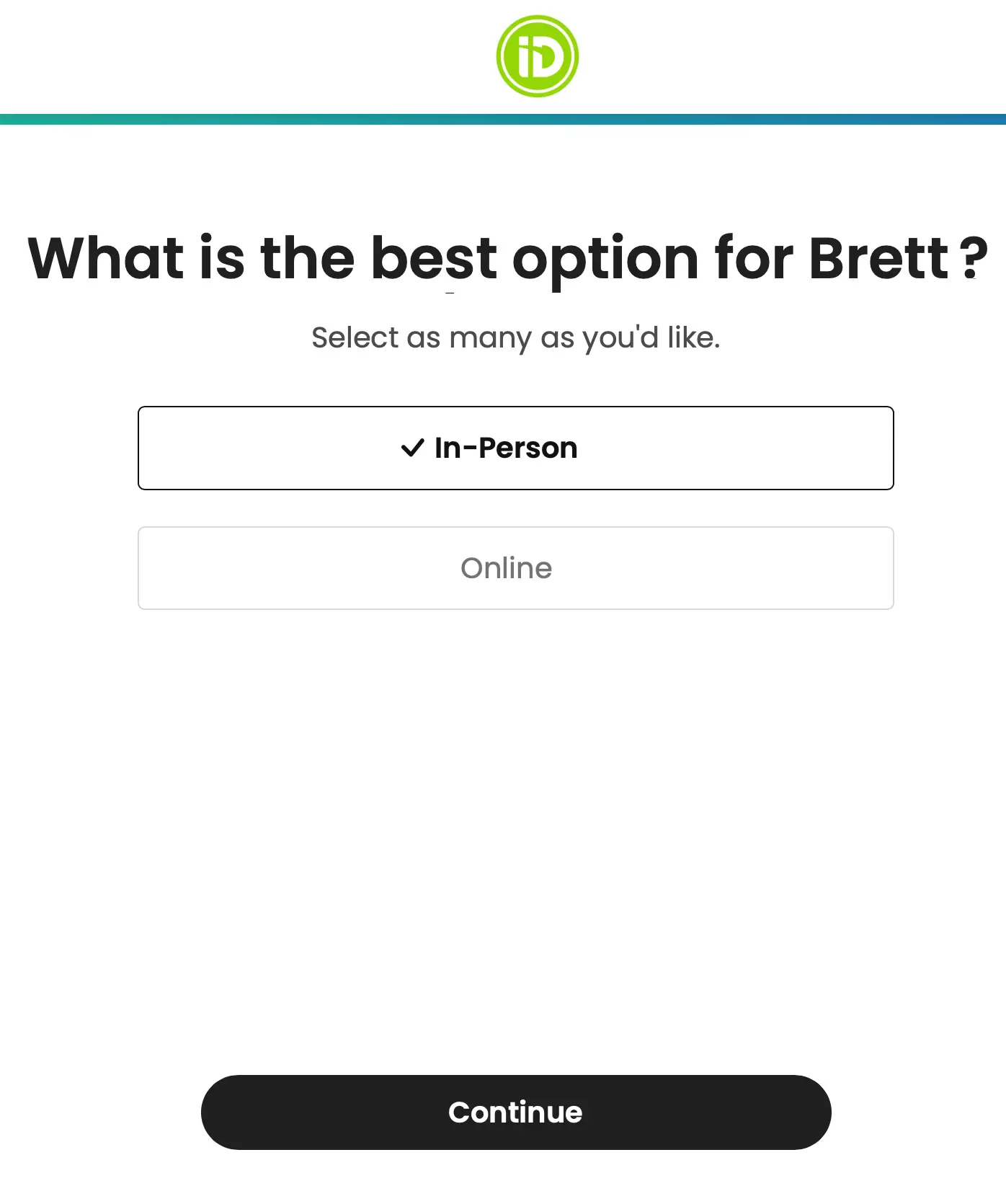Quiz step four: choosing campus or online learning.